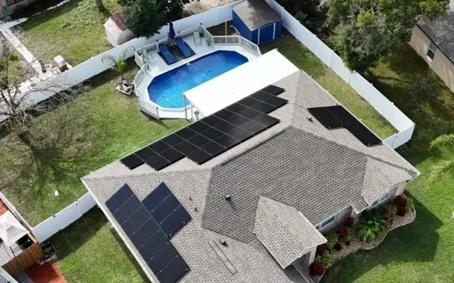 Solar panels on a Central Florida pool home