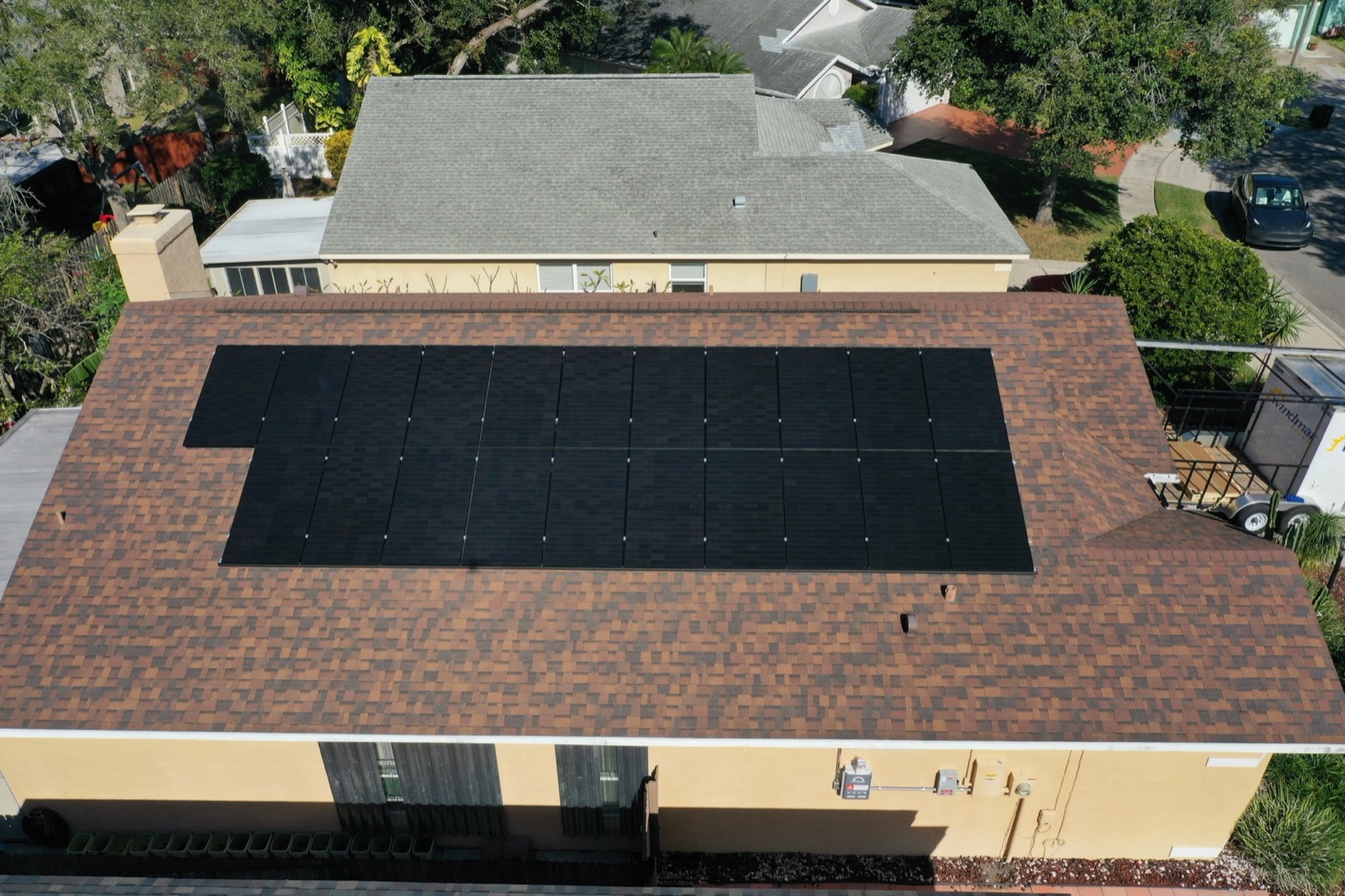 Clean rectangular rooftop solar array installed by Sunstorm Energy