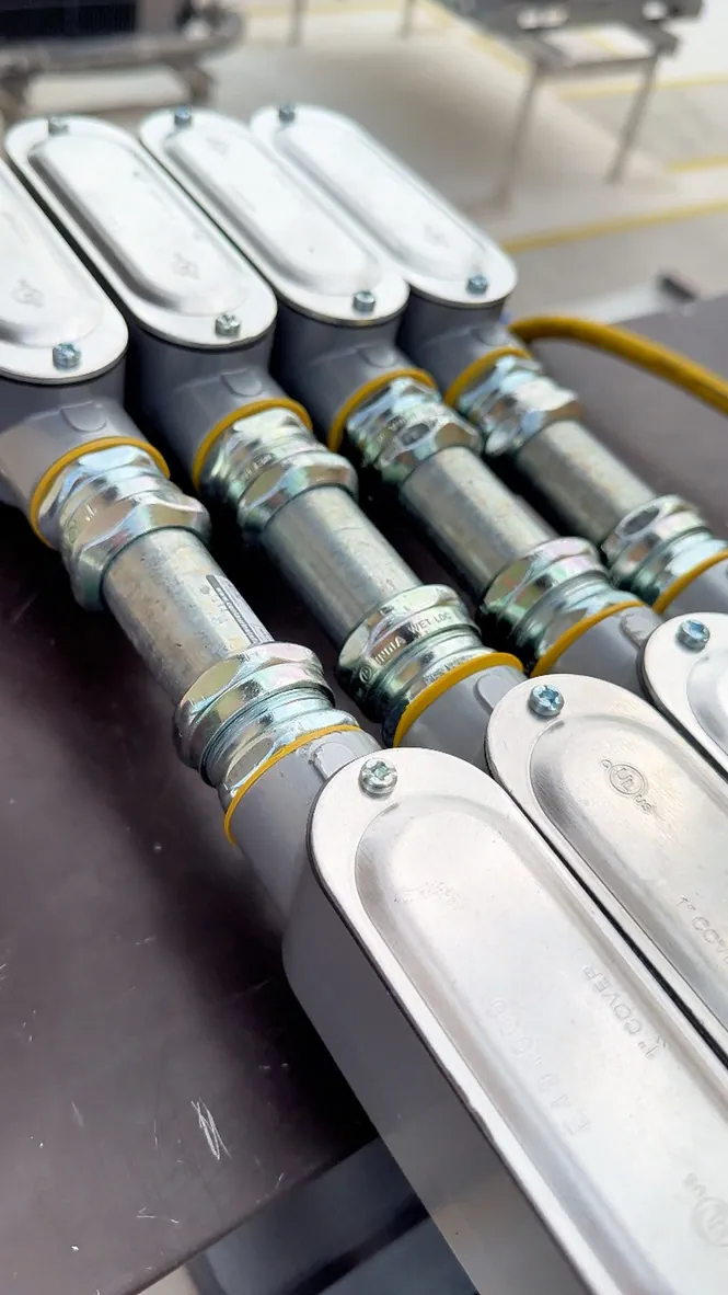 Metal conduit assembled for the St. Luke's solar installation