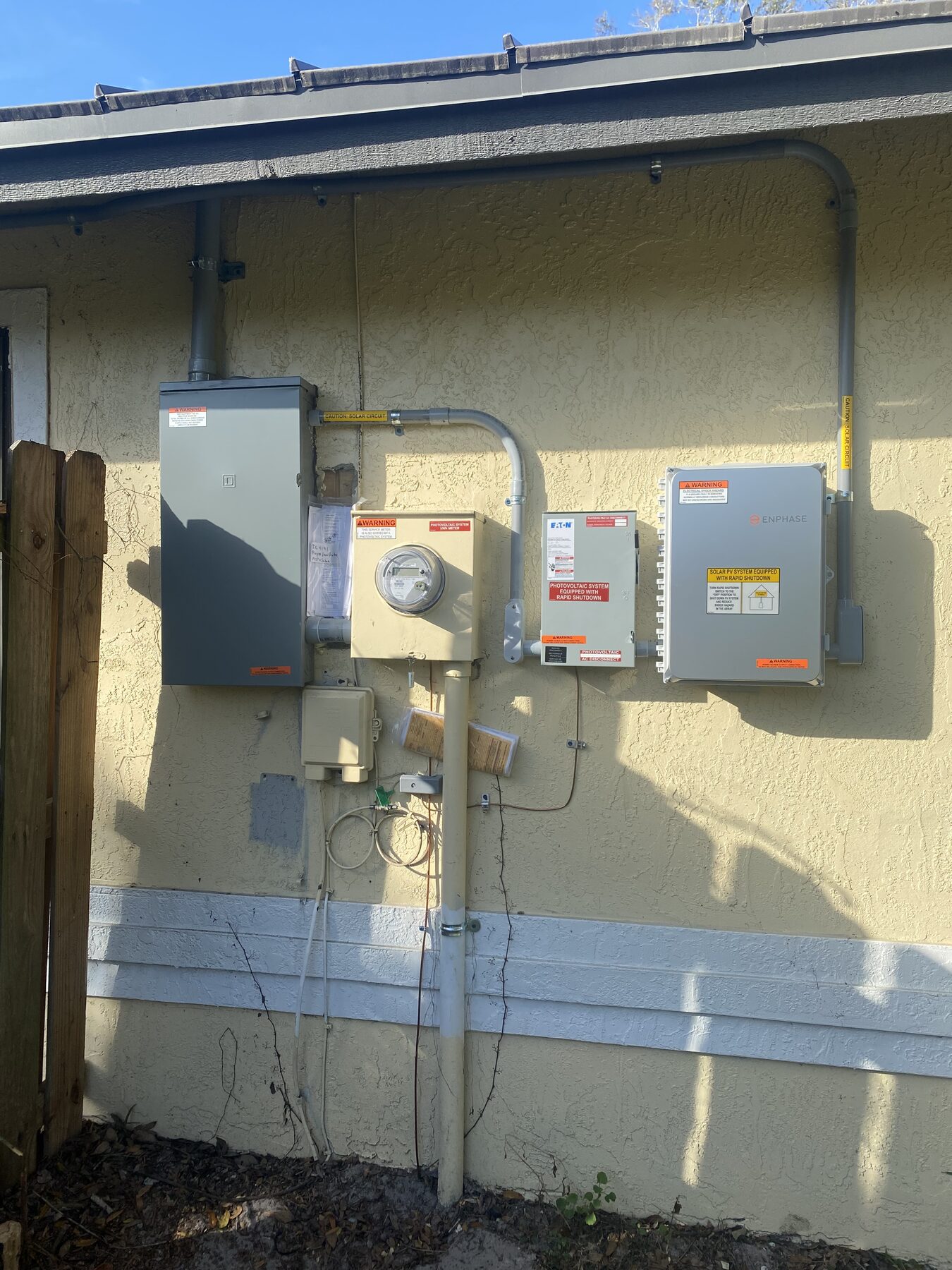 Electrical service panel and solar disconnects